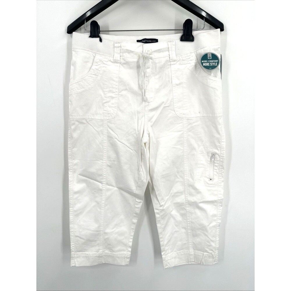 Lee Women's Capri Pants Size 12 White Relaxed Fit Cotton Stretch Drawstring NEW